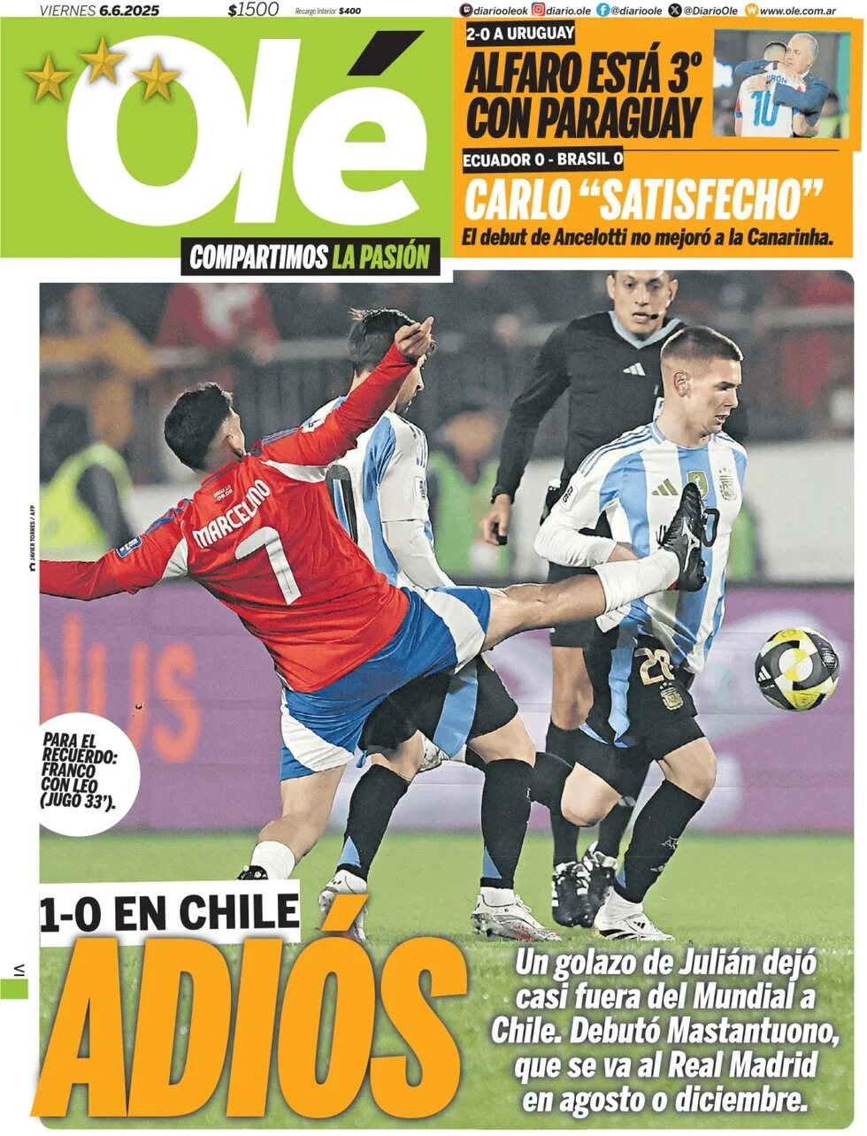 anteprima della prima pagina di ol del 06/06/2025