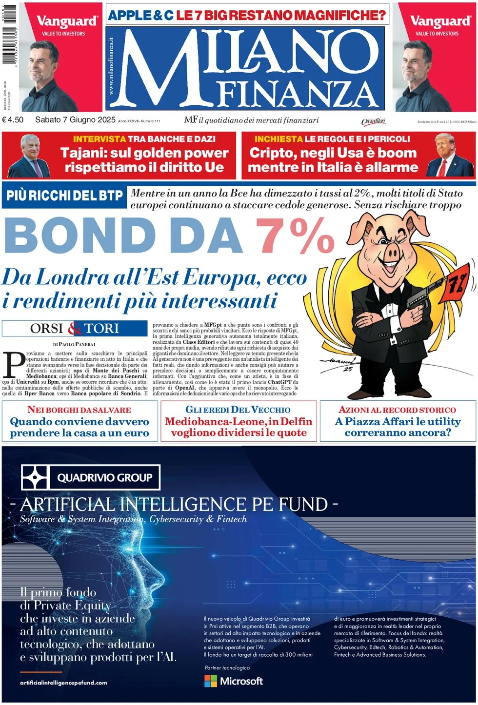 anteprima della prima pagina di mf-milano-finanza del 07/06/2025