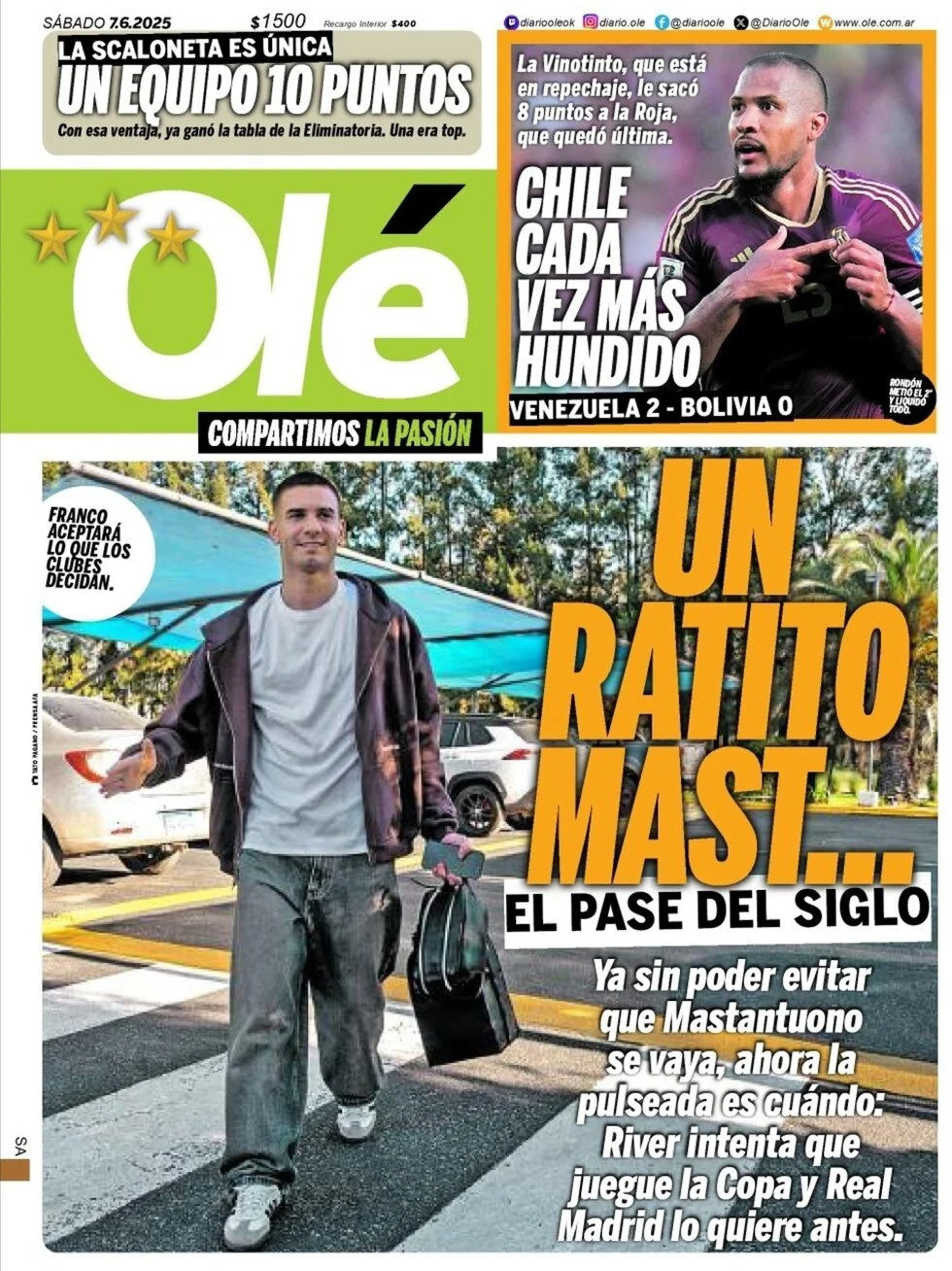 anteprima della prima pagina di ol del 07/06/2025