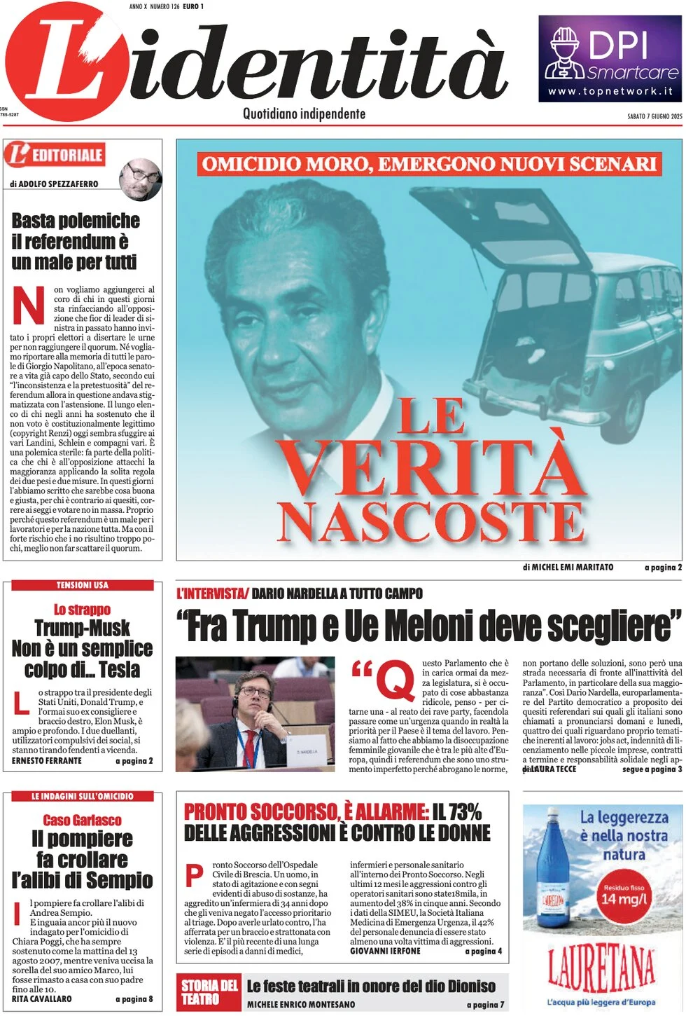 anteprima della prima pagina di lidentit del 07/06/2025