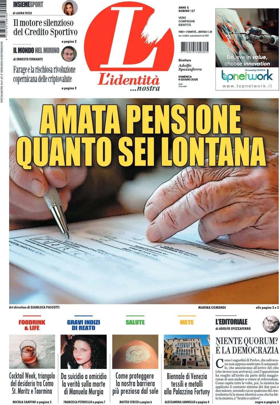 anteprima della prima pagina di lidentit del 08/06/2025