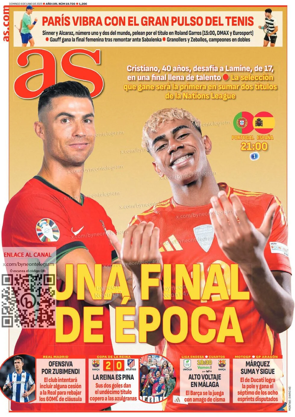 anteprima della prima pagina di as-madrid del 08/06/2025