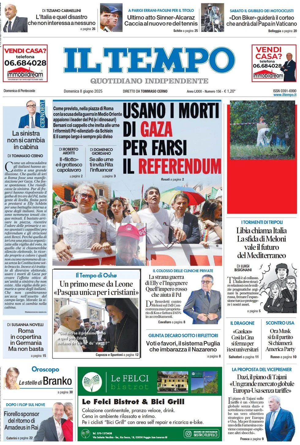 anteprima della prima pagina di il-tempo del 08/06/2025