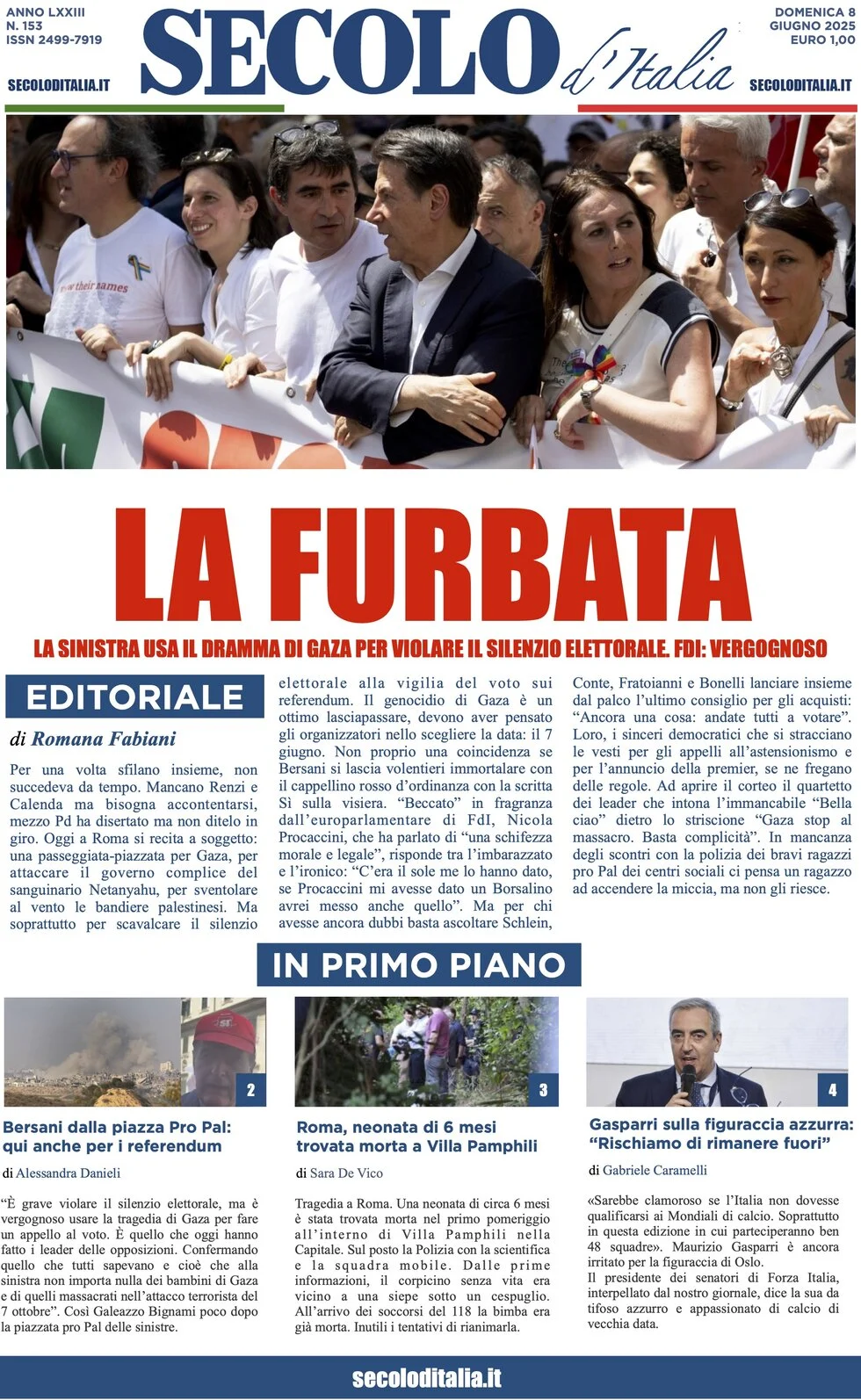 anteprima della prima pagina di secolo-ditalia del 08/06/2025