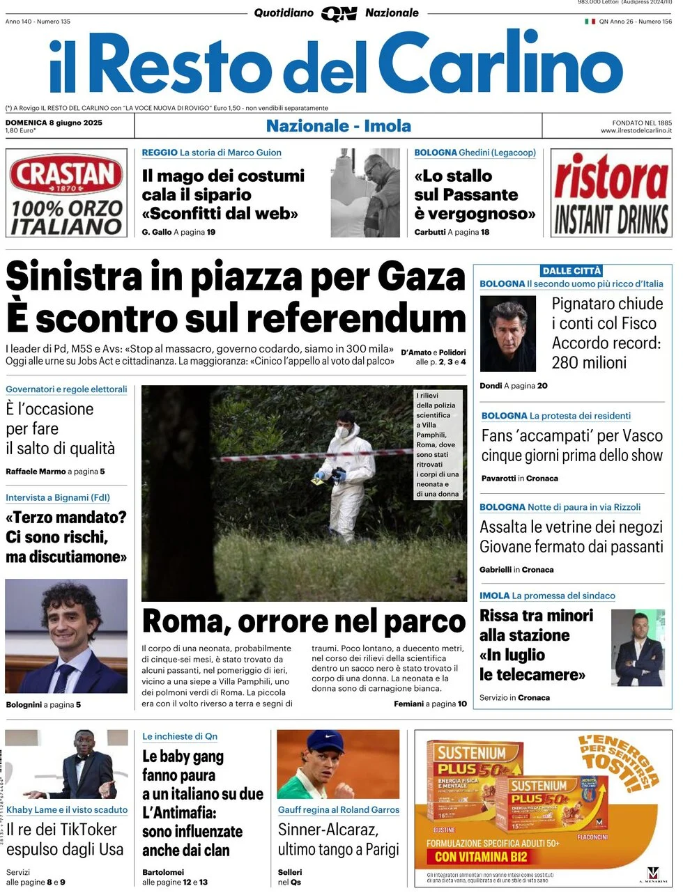 anteprima della prima pagina di il-resto-del-carlino del 08/06/2025