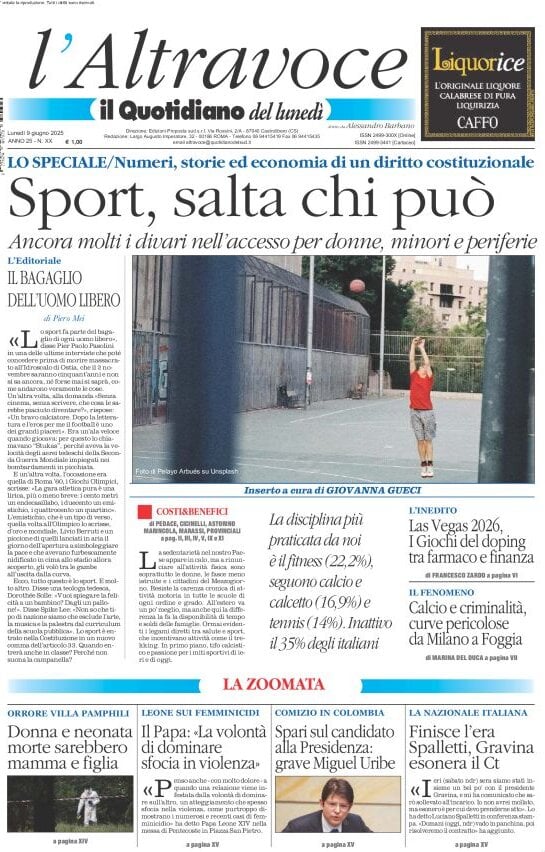 anteprima della prima pagina di il-quotidiano-del-sud-laltravoce del 09/06/2025