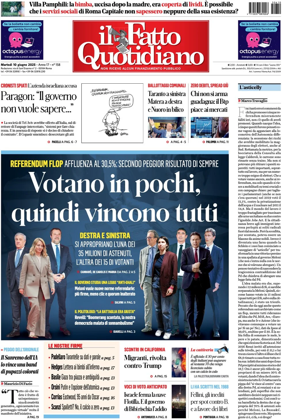 anteprima della prima pagina di il-fatto-quotidiano del 10/06/2025
