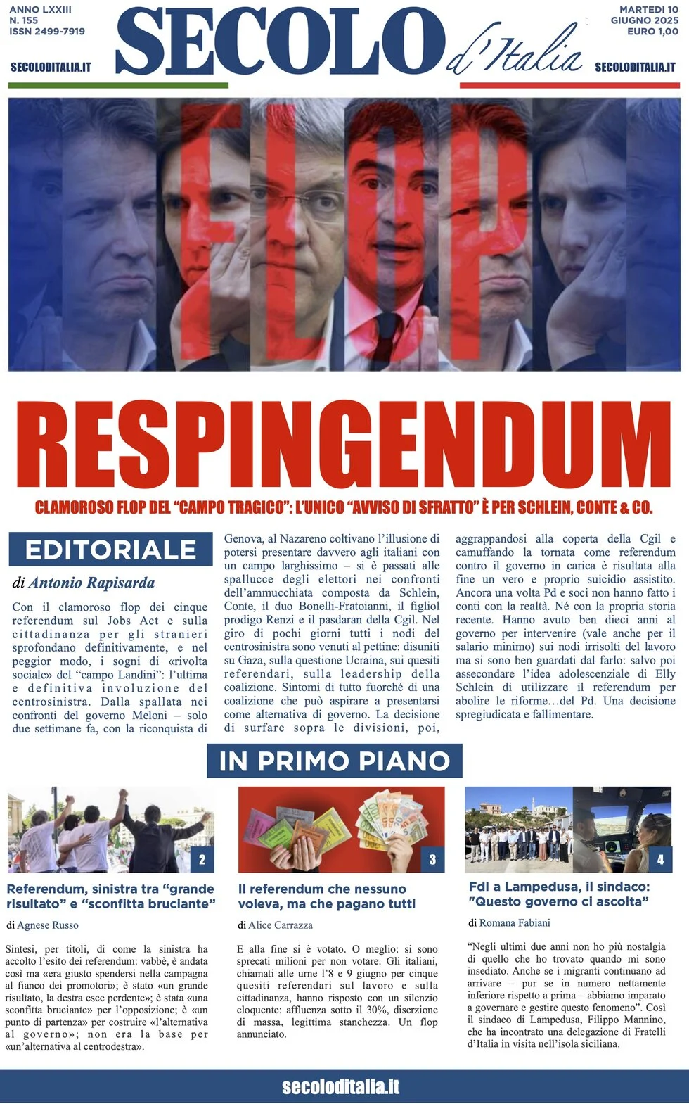 anteprima della prima pagina di secolo-ditalia del 10/06/2025