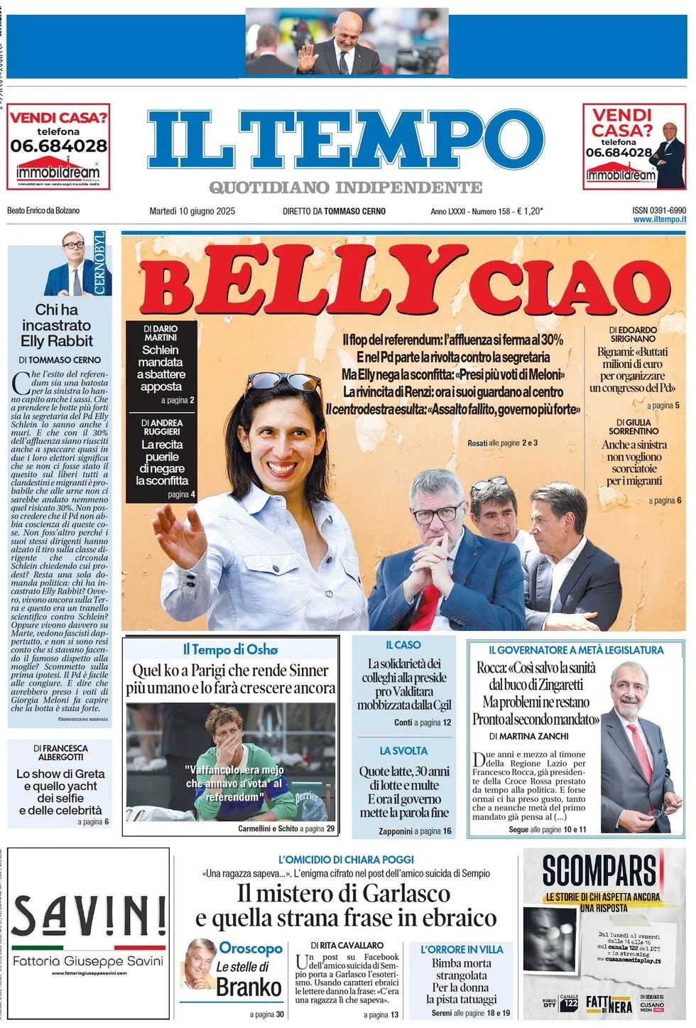 anteprima della prima pagina di il-tempo del 10/06/2025