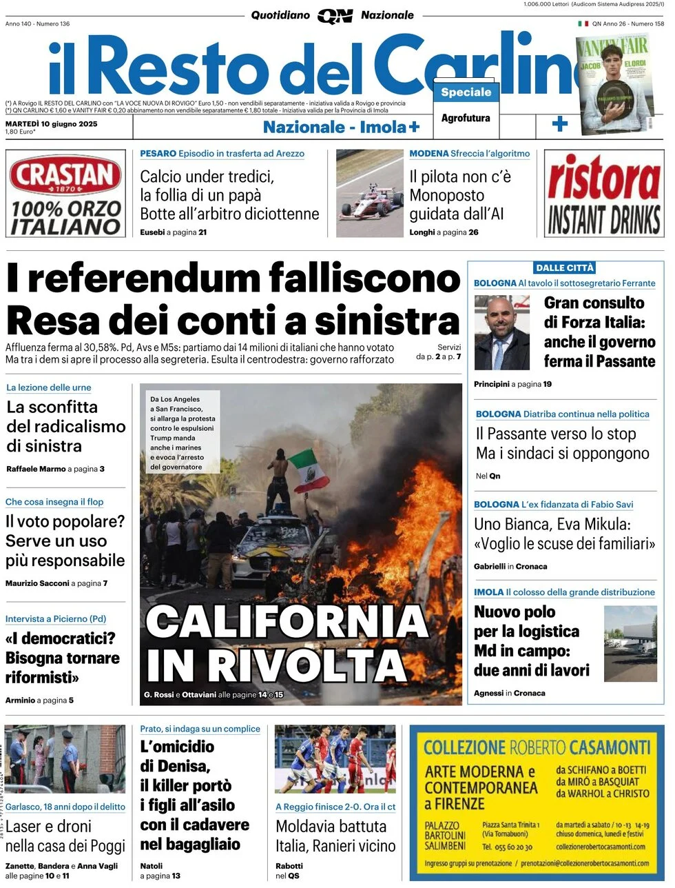 anteprima della prima pagina di il-resto-del-carlino del 10/06/2025
