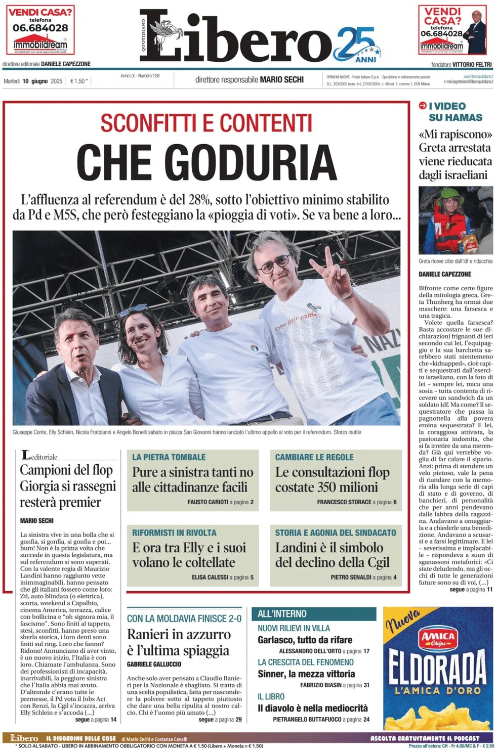 anteprima della prima pagina di libero-quotidiano del 10/06/2025