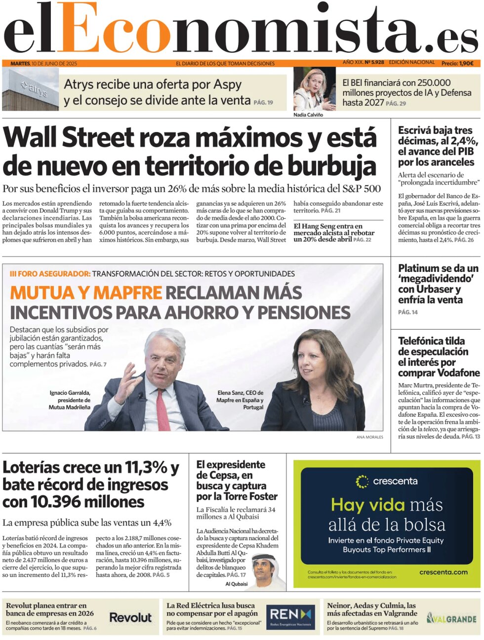 anteprima della prima pagina di el-economista del 10/06/2025