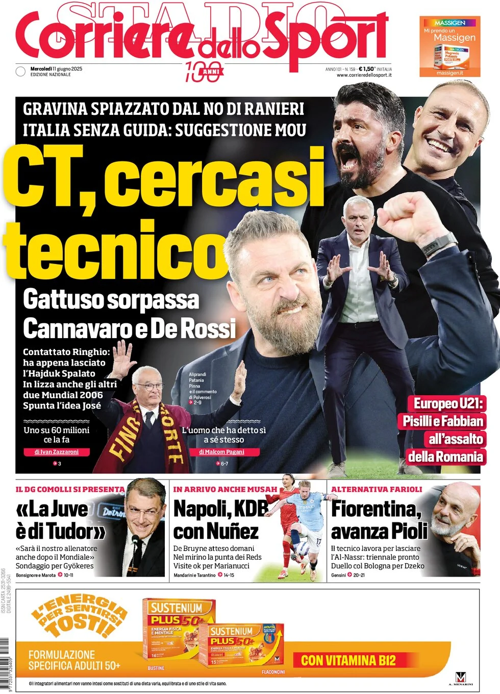 anteprima della prima pagina di corriere-dello-sport del 11/06/2025