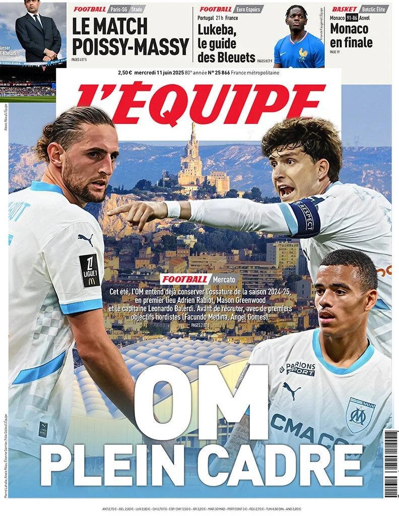anteprima della prima pagina di lequipe del 11/06/2025