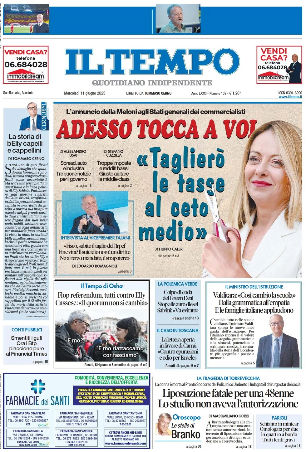 anteprima della prima pagina di il-tempo del 11/06/2025