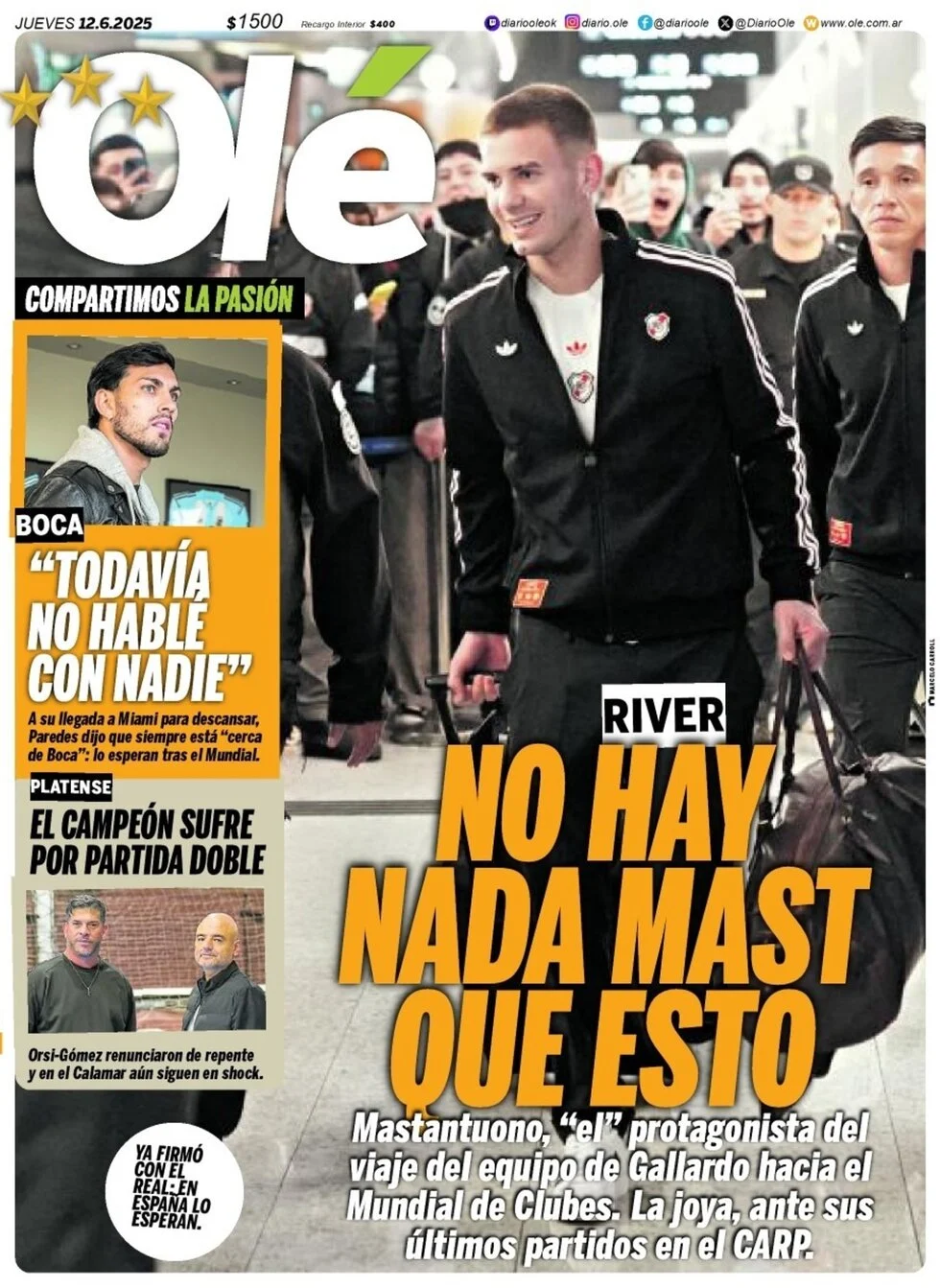 anteprima della prima pagina di ol del 12/06/2025