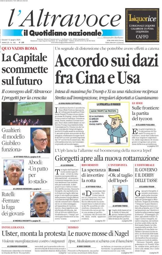 anteprima della prima pagina di il-quotidiano-del-sud-laltravoce del 12/06/2025