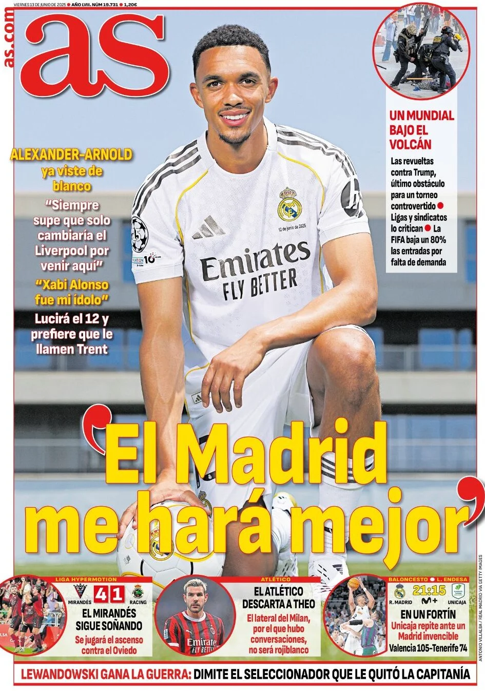 anteprima della prima pagina di as-madrid del 13/06/2025