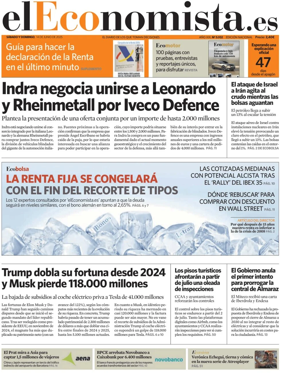 anteprima della prima pagina di el-economista del 14/06/2025