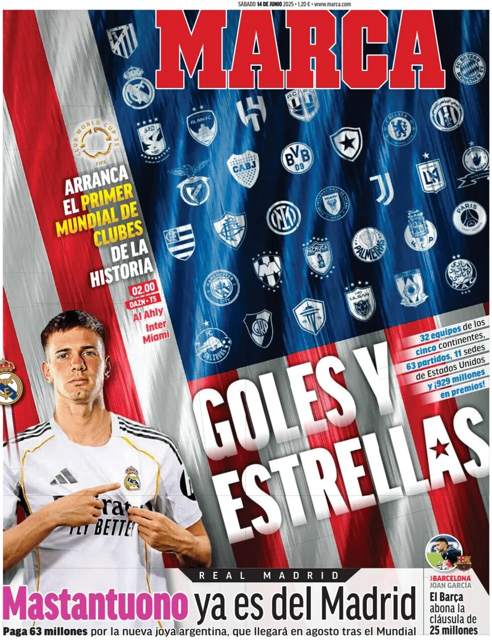 anteprima della prima pagina di marca del 14/06/2025