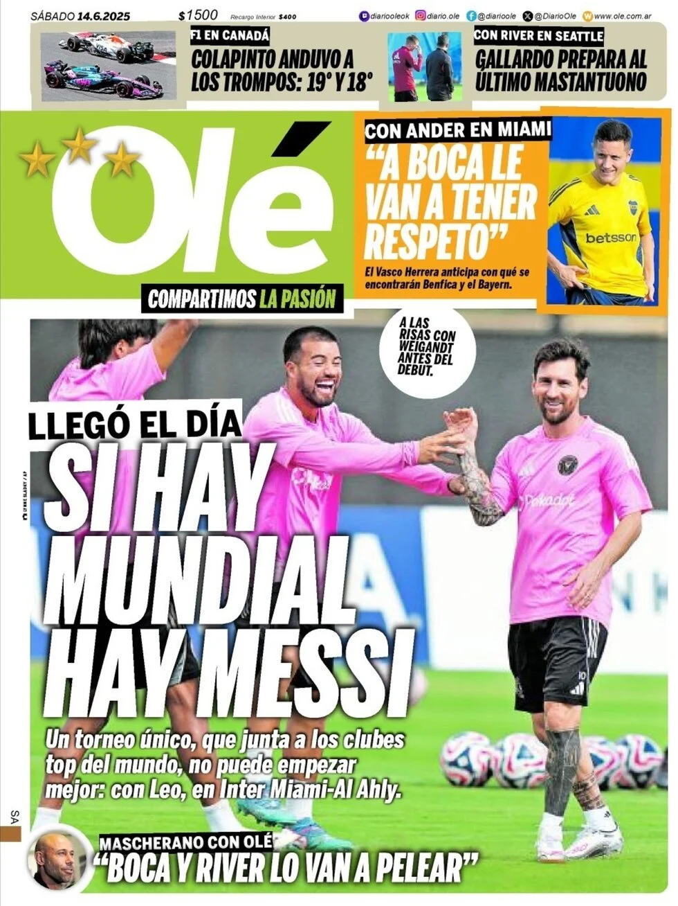 anteprima della prima pagina di ol del 14/06/2025