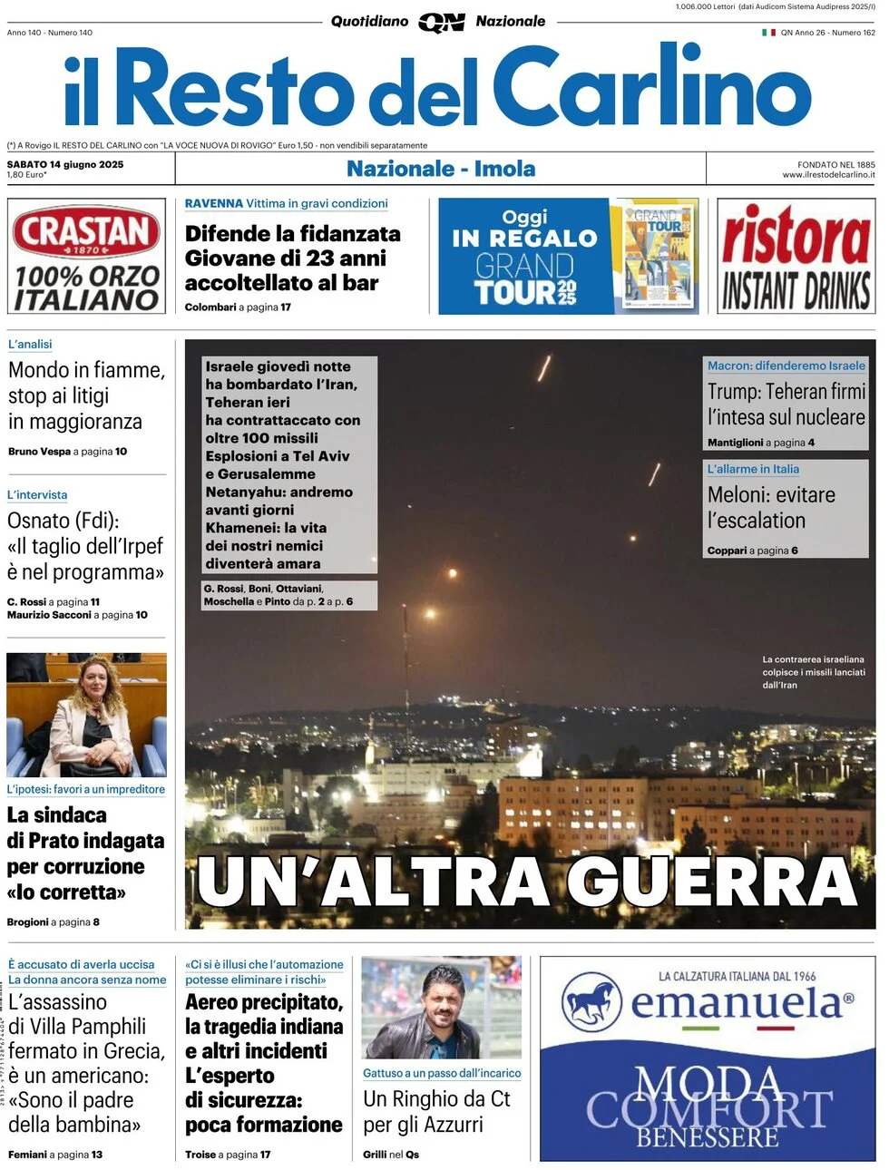anteprima della prima pagina di il-resto-del-carlino del 14/06/2025