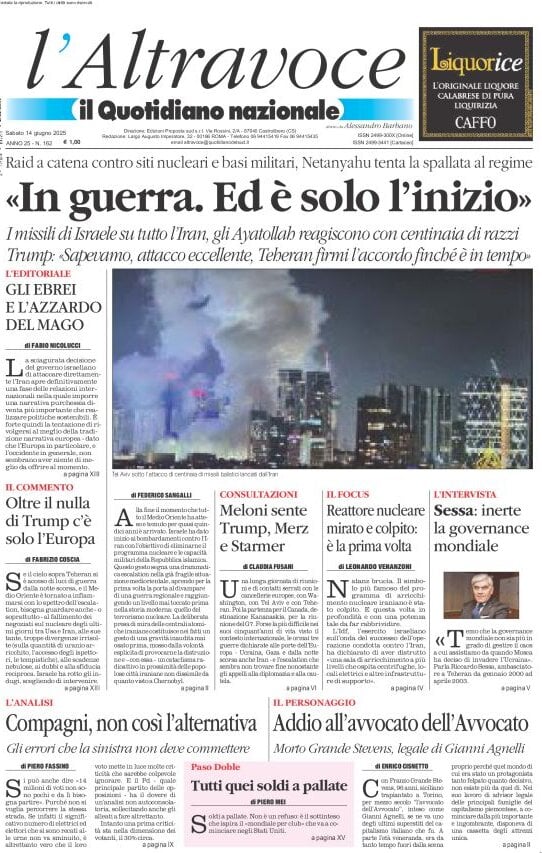 anteprima della prima pagina di il-quotidiano-del-sud-laltravoce del 14/06/2025