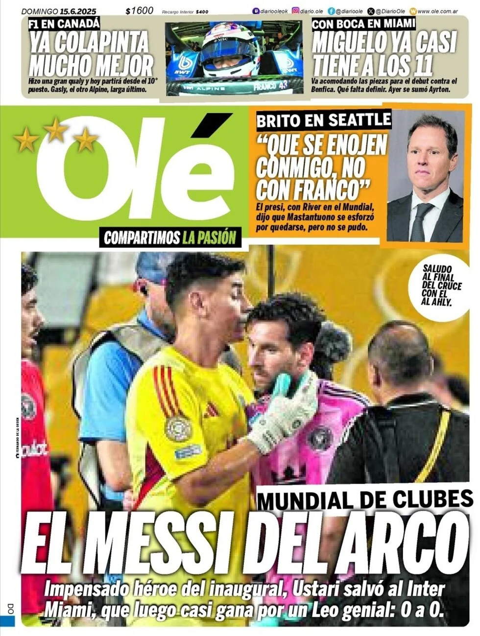 anteprima della prima pagina di ol del 15/06/2025