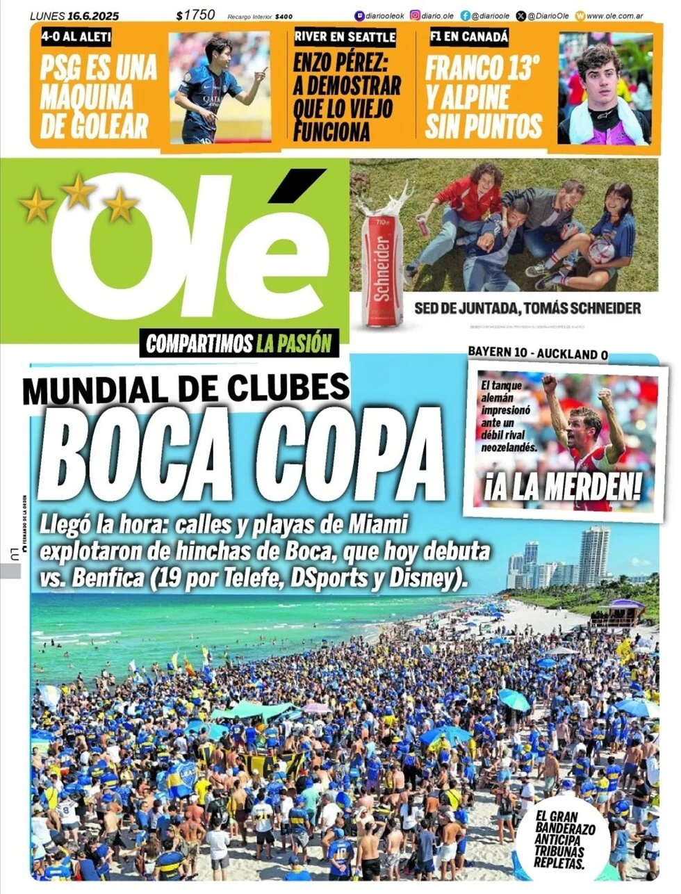 anteprima della prima pagina di ol del 16/06/2025