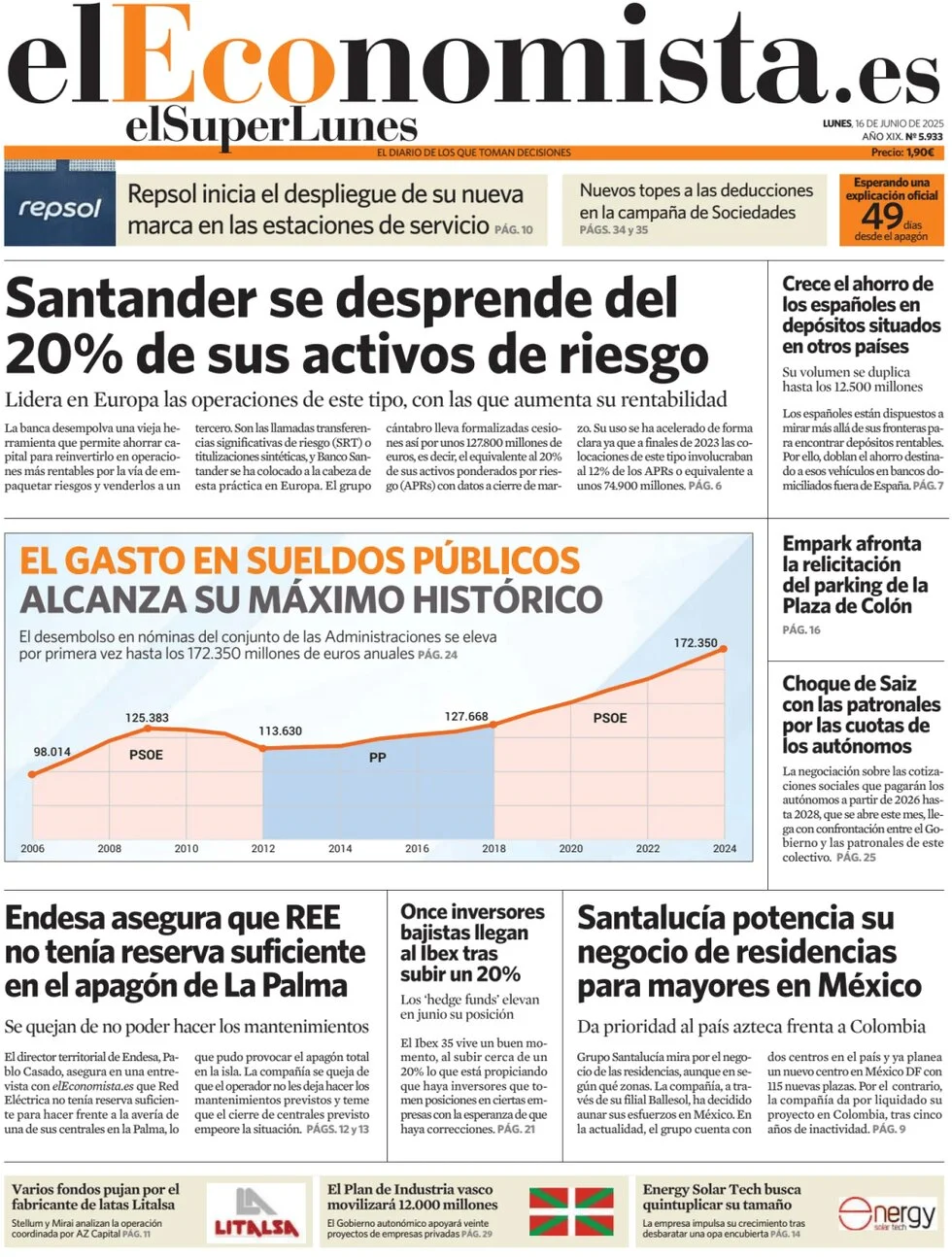 anteprima della prima pagina di el-economista del 16/06/2025