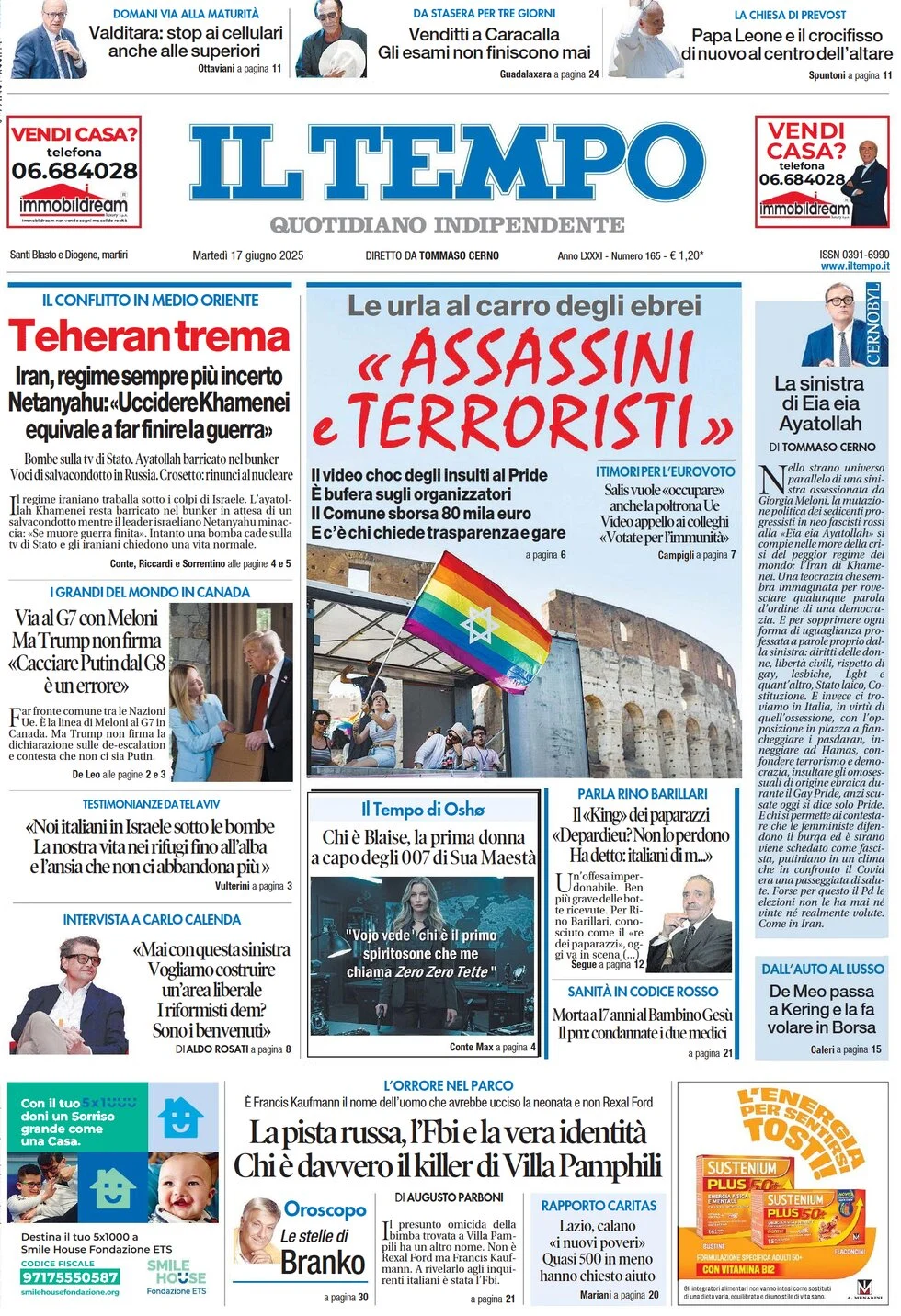 anteprima della prima pagina di il-tempo del 17/06/2025