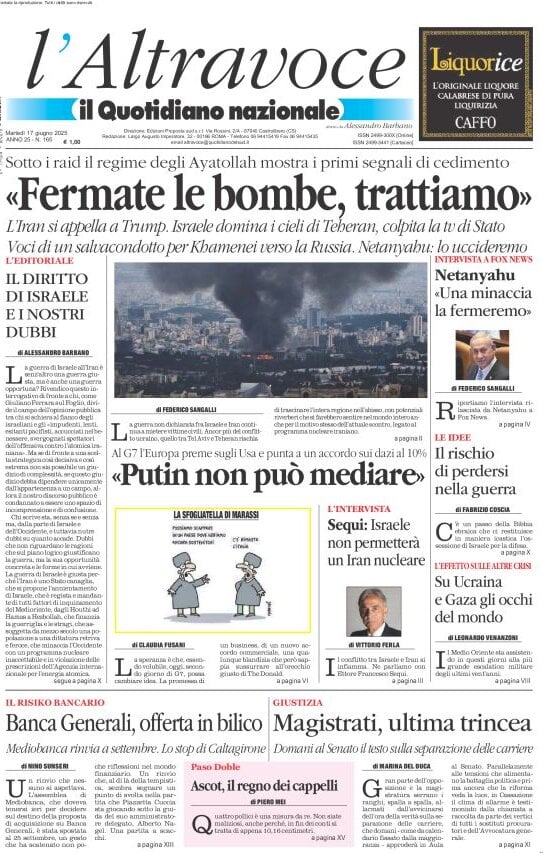 anteprima della prima pagina di il-quotidiano-del-sud-laltravoce del 17/06/2025