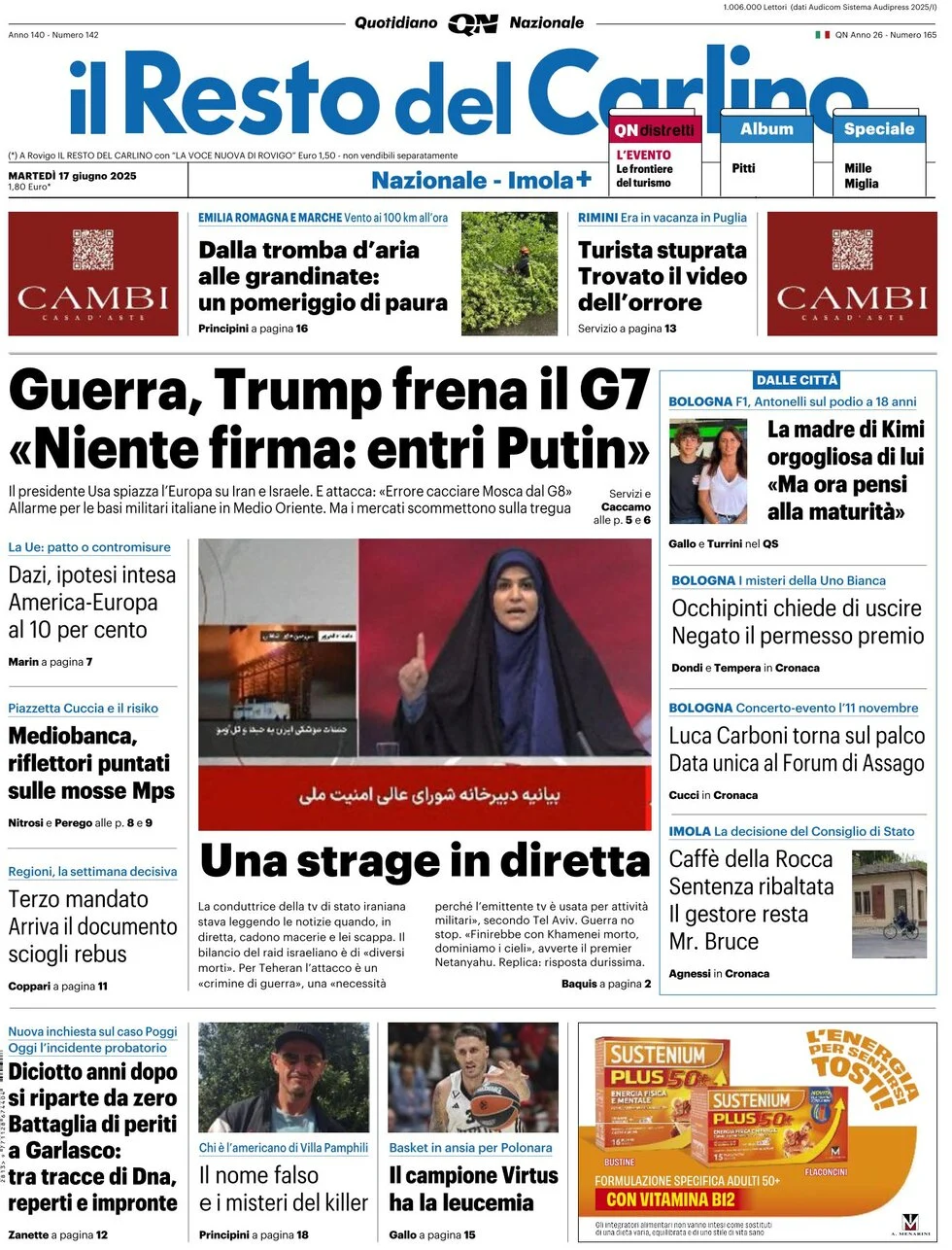 anteprima della prima pagina di il-resto-del-carlino del 17/06/2025