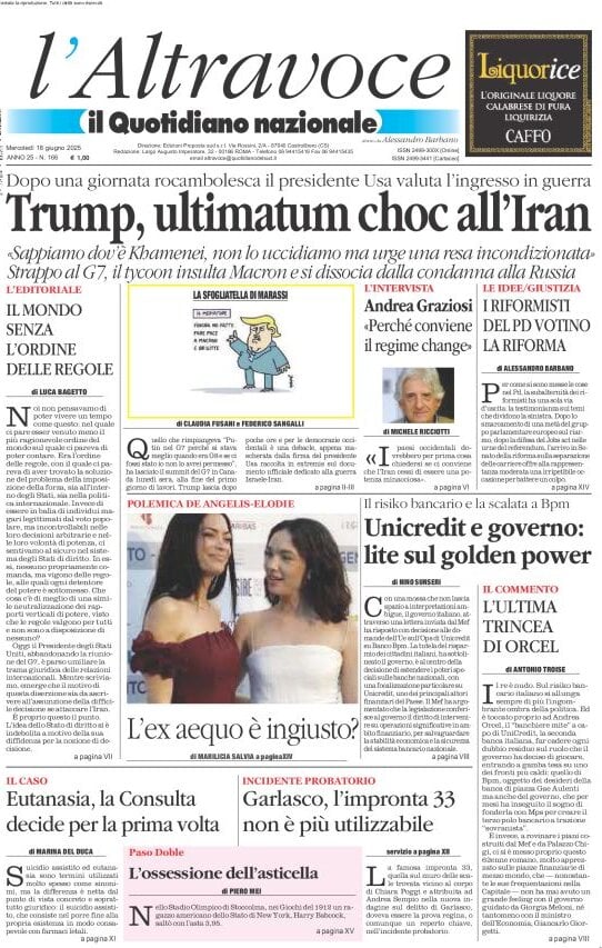 anteprima della prima pagina di il-quotidiano-del-sud-laltravoce del 18/06/2025