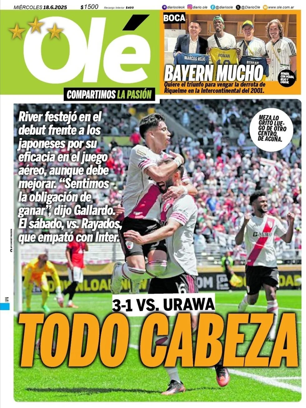 anteprima della prima pagina di ol del 18/06/2025