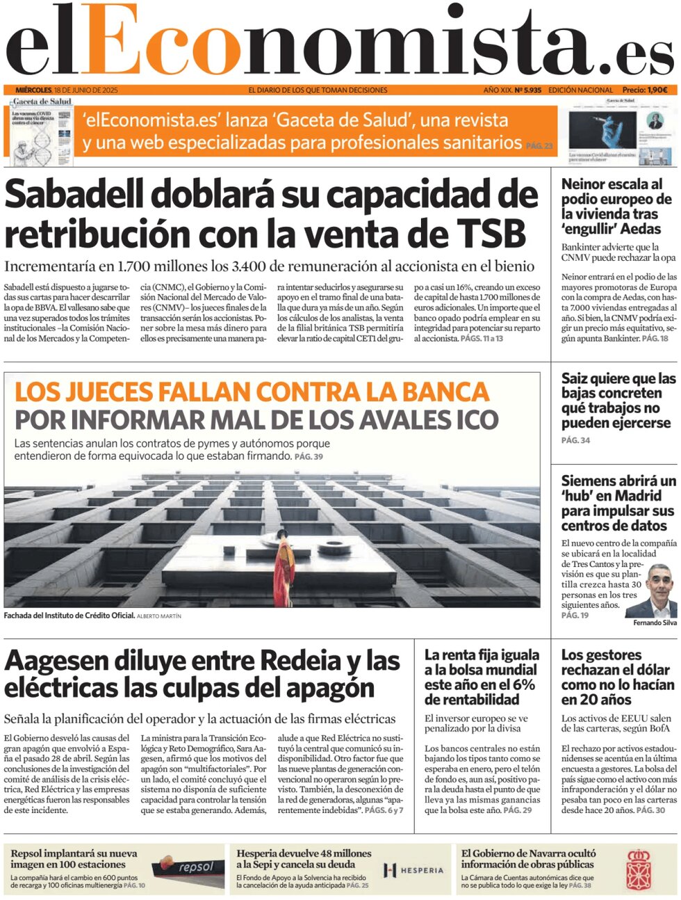 anteprima della prima pagina di el-economista del 18/06/2025