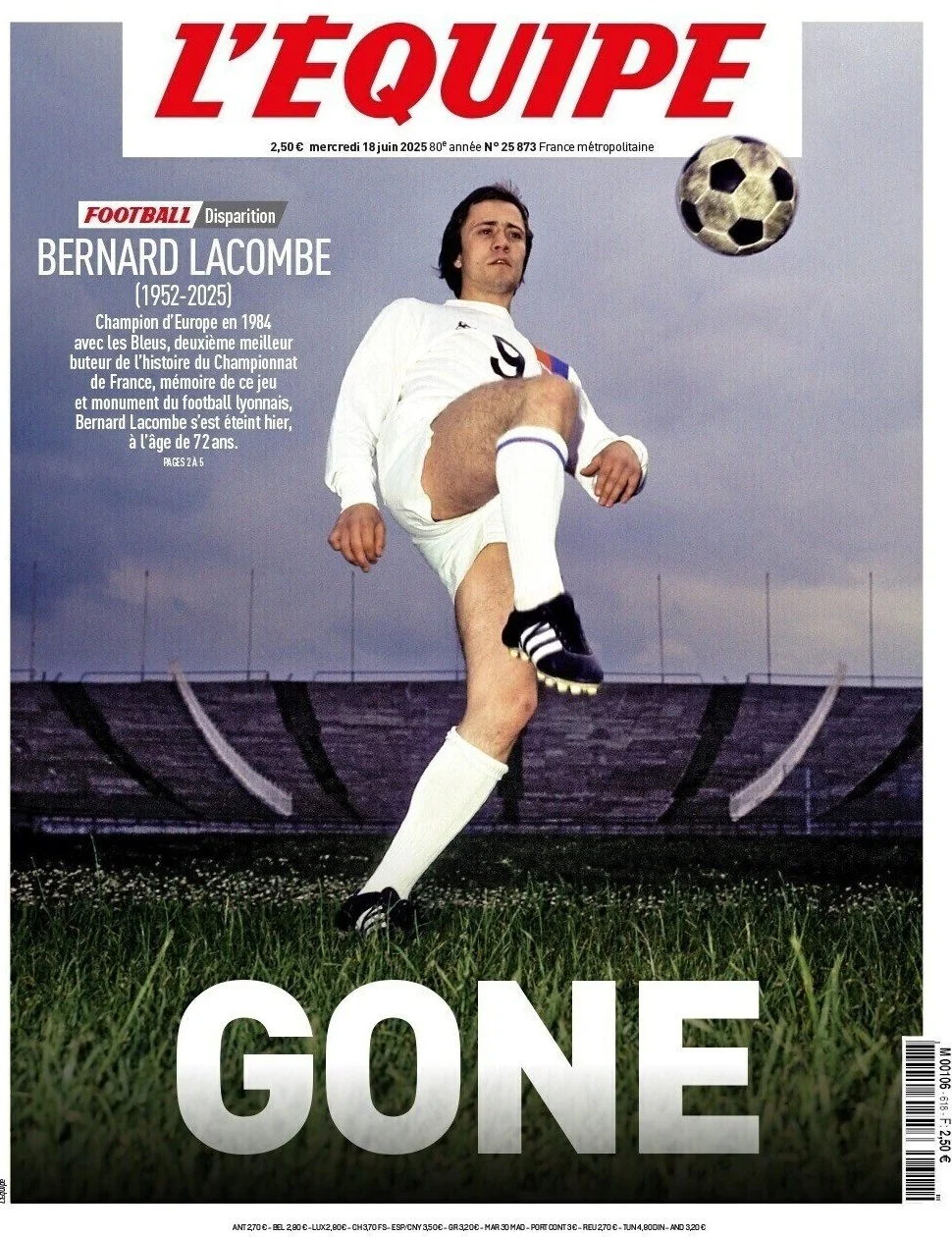 anteprima della prima pagina di lequipe del 18/06/2025