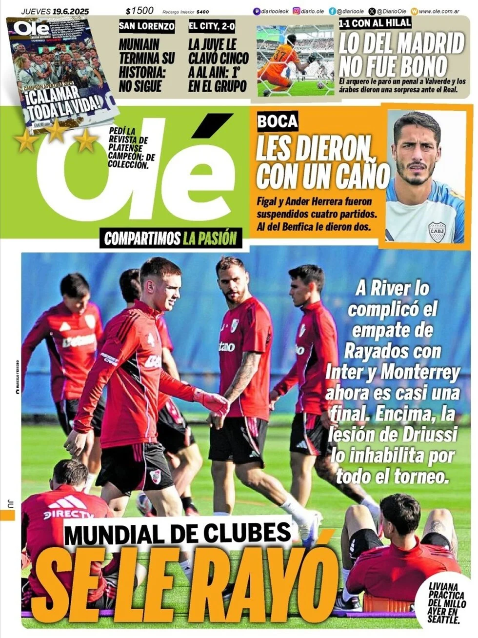 anteprima della prima pagina di ol del 19/06/2025