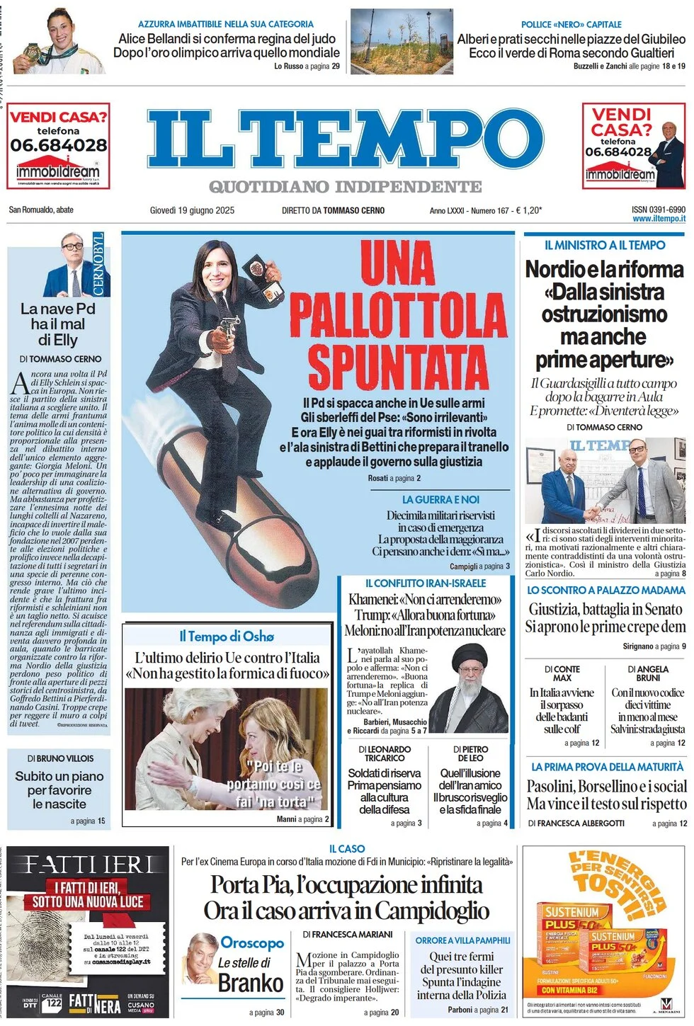 anteprima della prima pagina di il-tempo del 19/06/2025