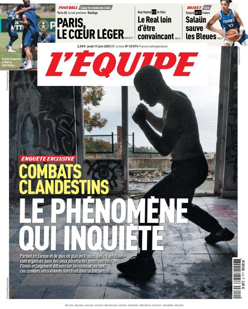anteprima della prima pagina di lequipe del 19/06/2025