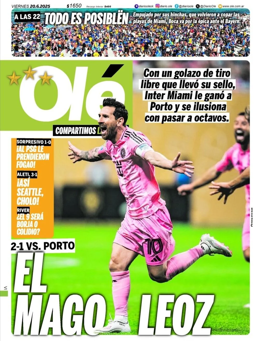 anteprima della prima pagina di ol del 20/06/2025