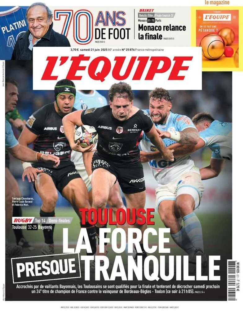 anteprima della prima pagina di lequipe del 21/06/2025