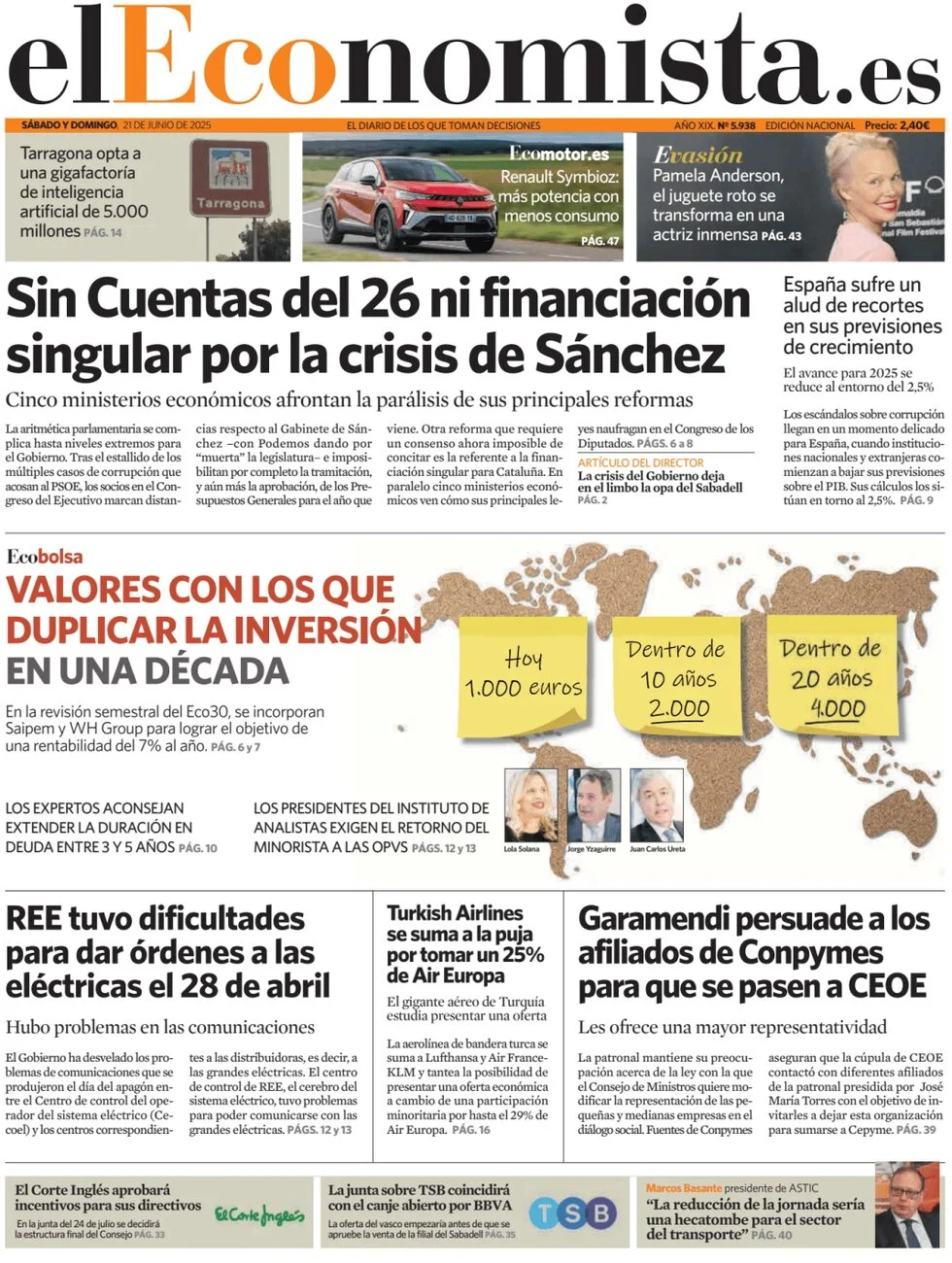 anteprima della prima pagina di el-economista del 21/06/2025