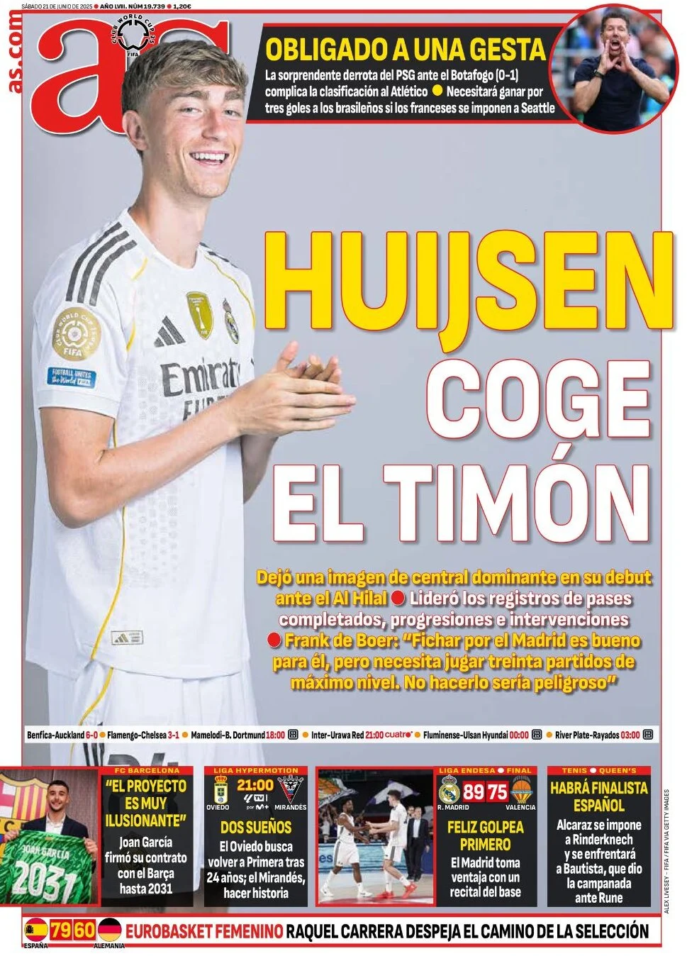 anteprima della prima pagina di as-madrid del 21/06/2025
