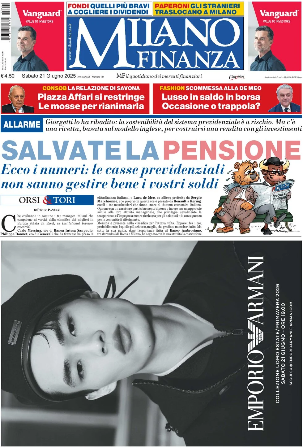 anteprima della prima pagina di mf-milano-finanza del 21/06/2025
