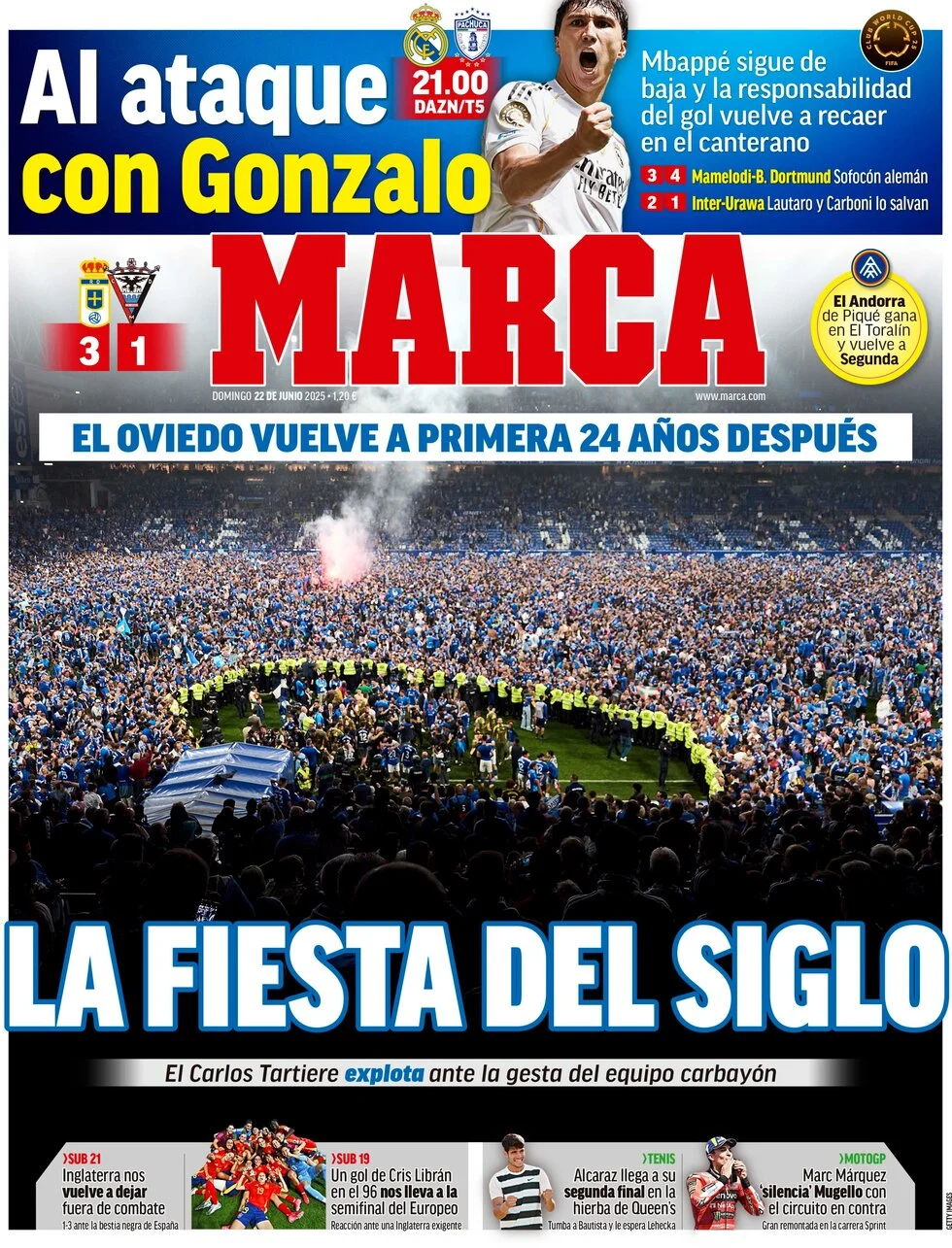 anteprima della prima pagina di marca del 22/06/2025