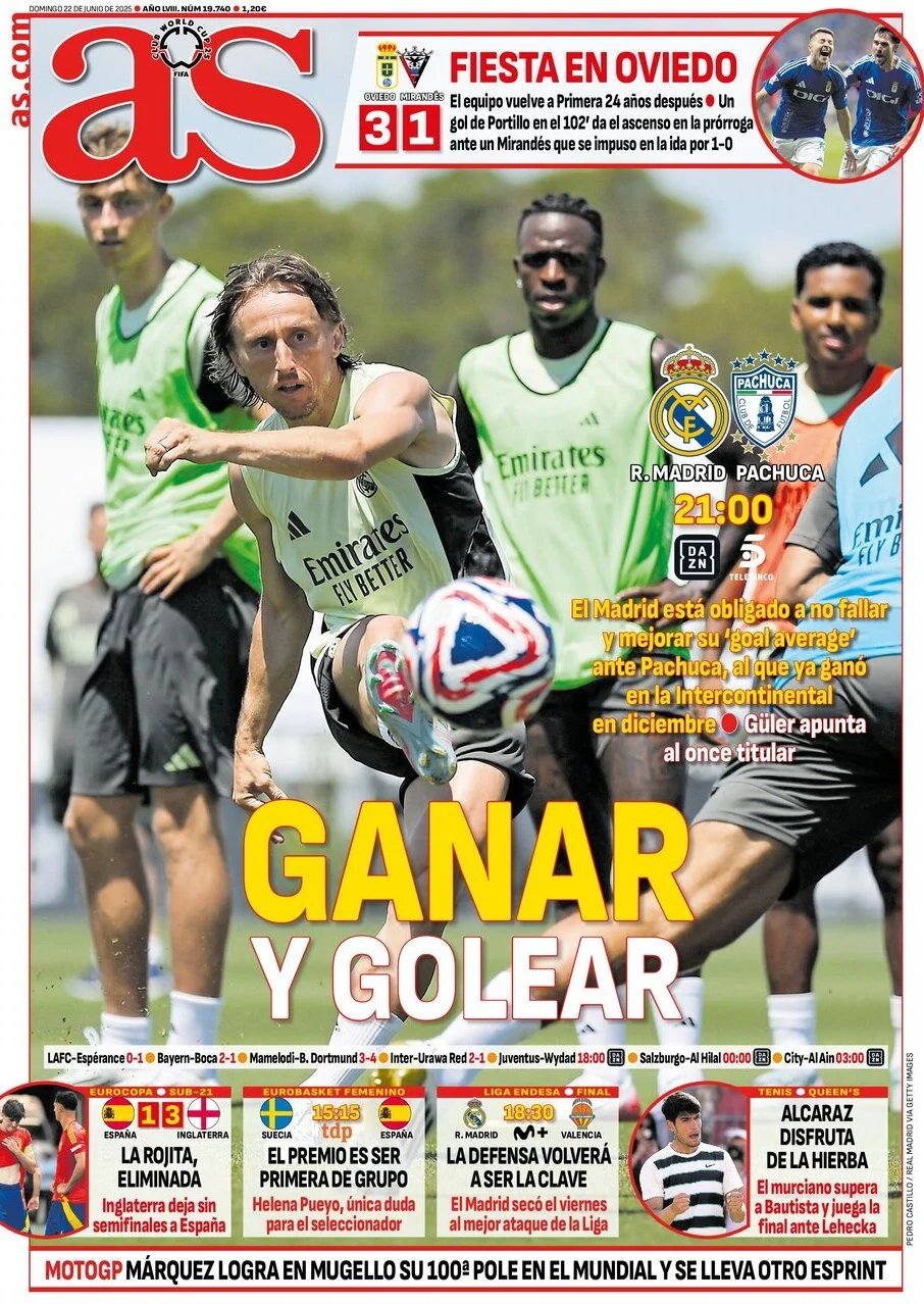 anteprima della prima pagina di as-madrid del 22/06/2025