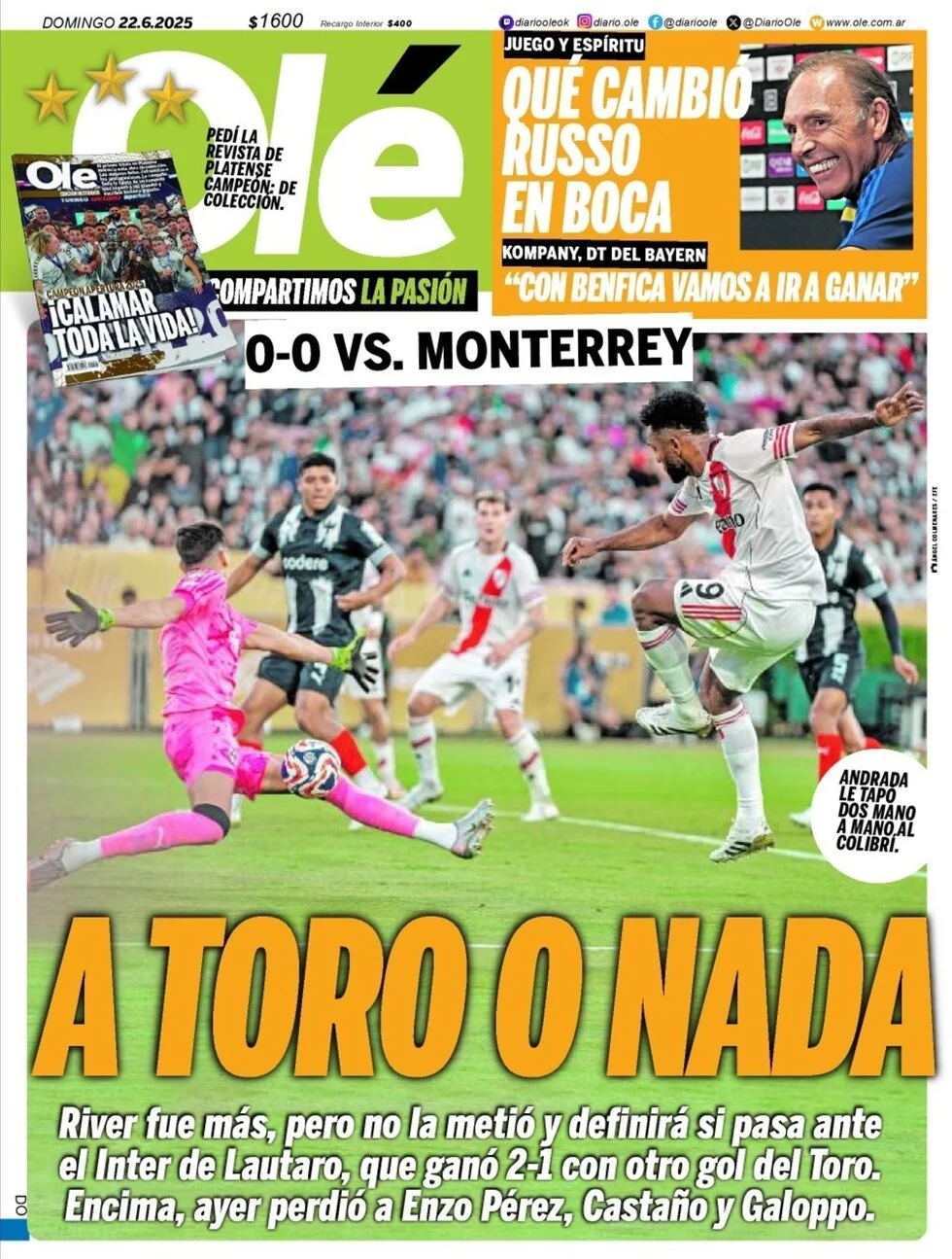 anteprima della prima pagina di ol del 22/06/2025