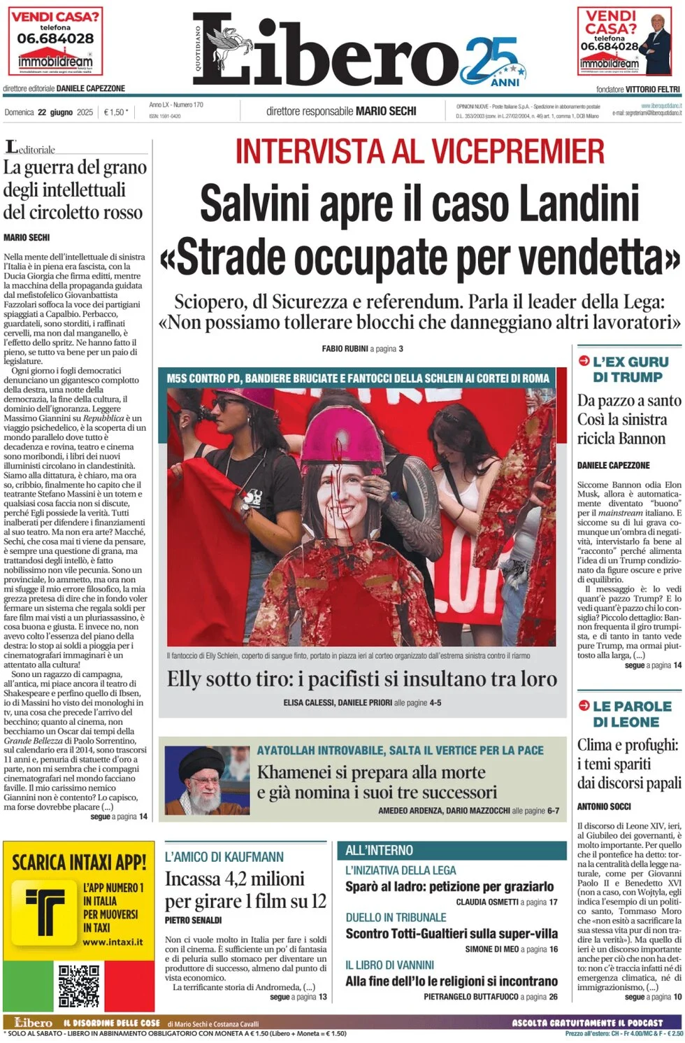 anteprima della prima pagina di libero-quotidiano del 22/06/2025
