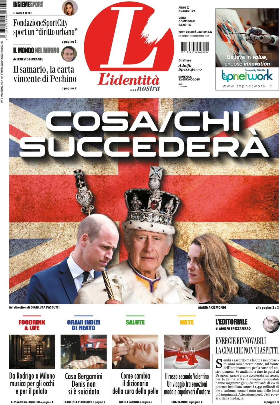 anteprima della prima pagina di lidentit del 22/06/2025